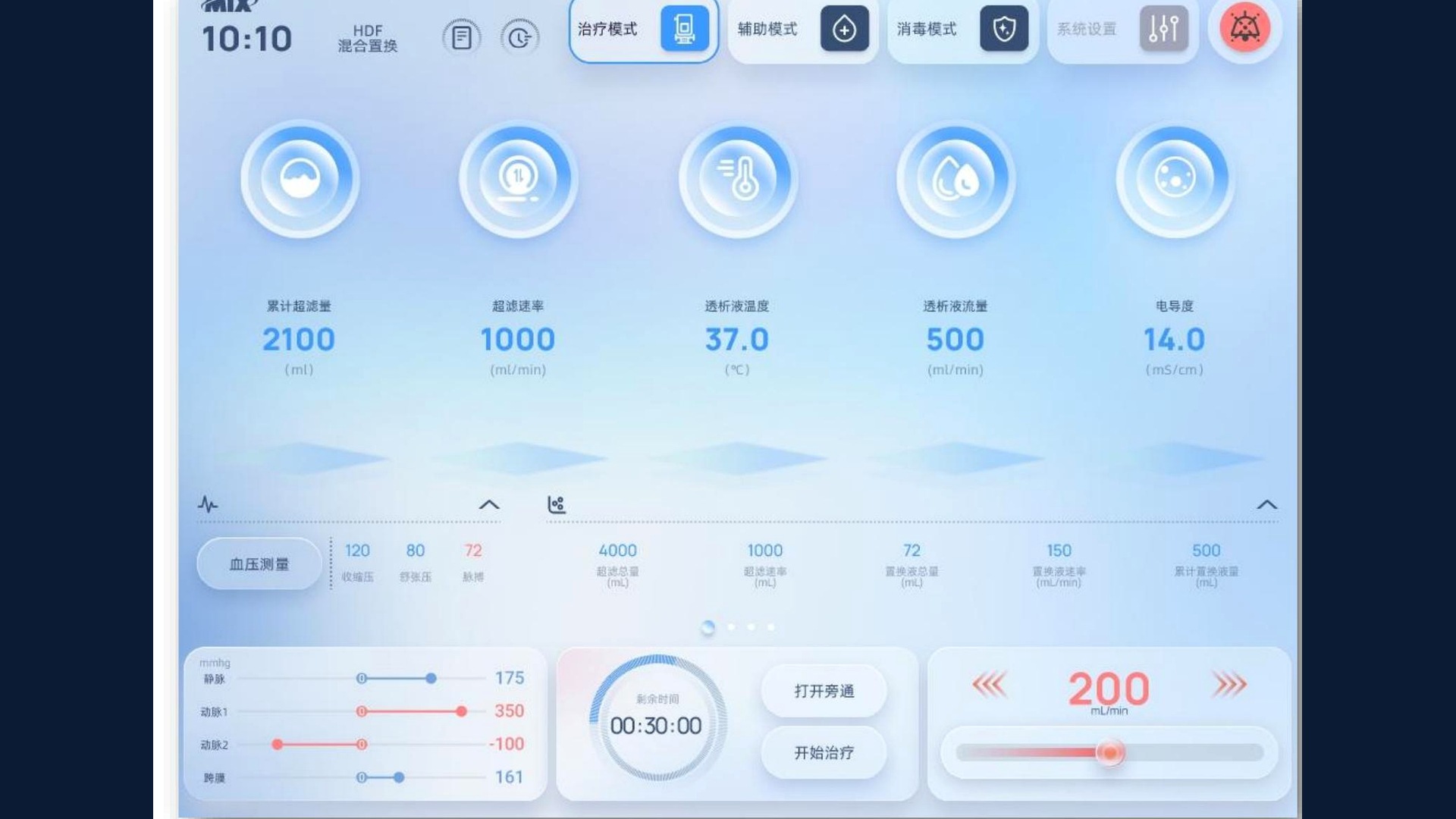 血液透析机 Ubuntu/QT 上位机 项目界面截图